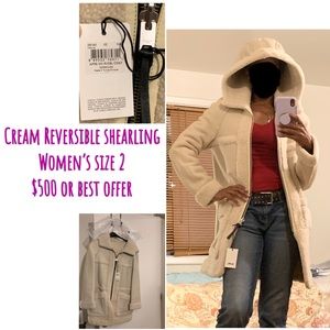 Cream Women’s Coach reversible shearling size 0.